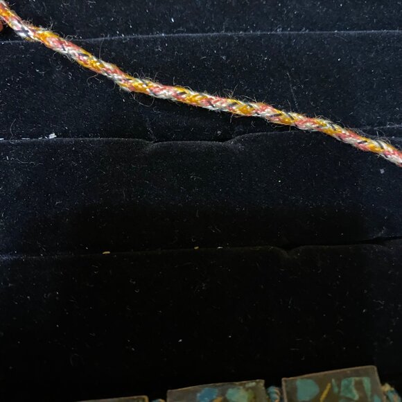 Vintage Bohemian Blue & Gold Gypsy Choker Necklace With Beaded Pendants - Picture 10 of 16